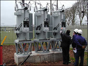 These three 200A, 11KV Regulators are sited within the compound of a 33/11KV single transformer primary substation